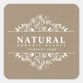 Kraftpapier Bloemen organische schoonheid en cosme Vierkante Sticker