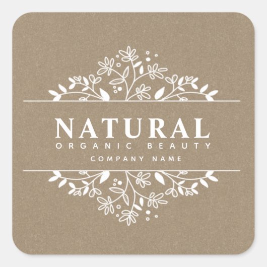 Kraftpapier Bloemen organische schoonheid en cosme Vierkante Sticker (Voorkant)