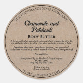 Kraftpapier Cosmetica Body Butter Pot Label (Voorkant)