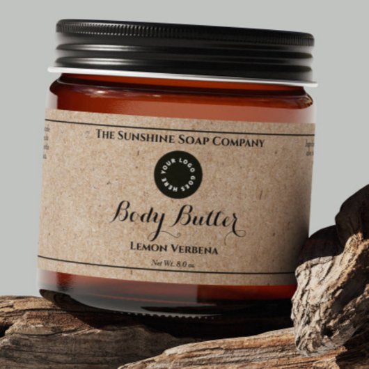 Kraftpapier Cosmetica Pot Label met Logo Waterfles Etiket