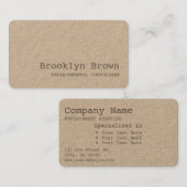 Kraftpapier-document Eenvoudige Rustieke Minimalis Visitekaartje (Voorkant / Achterkant)