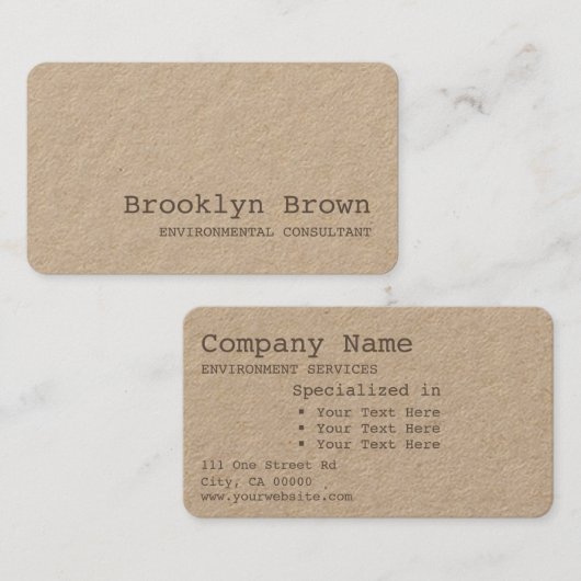 Kraftpapier-document Eenvoudige Rustieke Minimalis Visitekaartje (Voorkant / Achterkant)