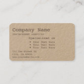 Kraftpapier-document Eenvoudige Rustieke Minimalis Visitekaartje (Achterkant)
