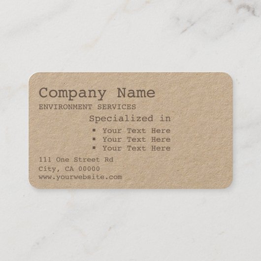 Kraftpapier-document Eenvoudige Rustieke Minimalis Visitekaartje (Achterkant)
