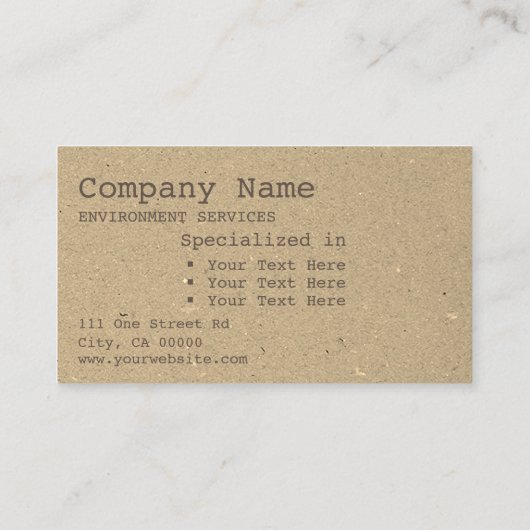 Kraftpapier-document Eenvoudige Rustieke Minimalis Visitekaartje (Achterkant)