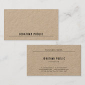 Kraftpapier-Document Moderne Elegante Eenvoudige P Visitekaartje (Voorkant / Achterkant)