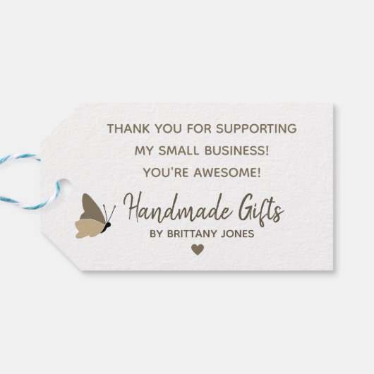 Kraftpapier Eenvoudige Duidelijke Handgemaakte Ges Cadeaulabel (Achterkant Horizontaal)