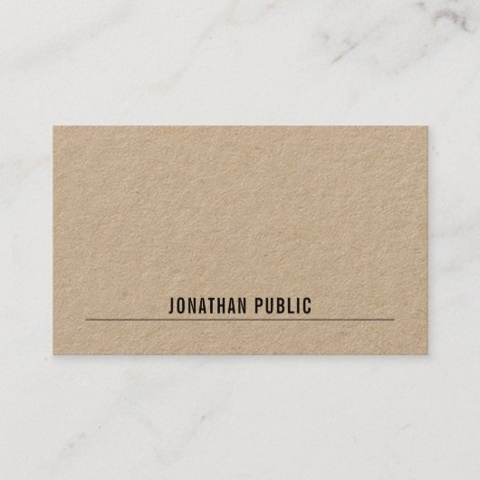 Kraftpapier Elegant Eenvoudig Modern Professioneel Visitekaartje (Voorkant)