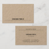 Kraftpapier Elegant Eenvoudig Modern Professioneel Visitekaartje (Voorkant / Achterkant)