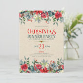 Kraftpapier en kerstbloemen, grens kaart (Staand voorkant)