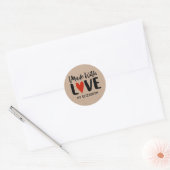 Kraftpapier gemaakt met liefdeshartsticker ronde sticker (Envelop)