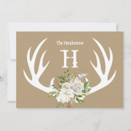 Kraftpapier Geweih Monogram Briefkaart