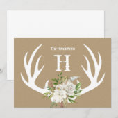 Kraftpapier Geweih Monogram Briefkaart (Voorkant / Achterkant)