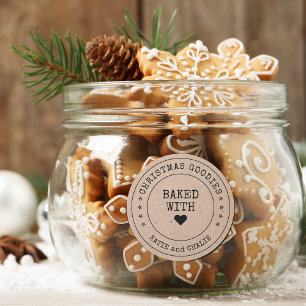 Kraftpapier Kerst Lekkernijen Ronde Sticker