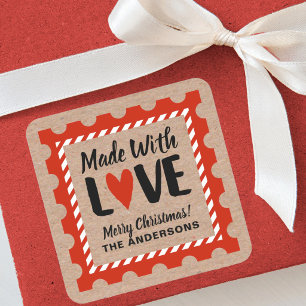 Kraftpapier Kerst Stamp Sticker 'Met Liefde Gemaak