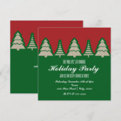 Kraftpapier Kerstboom Rood & Groen Uitnodigingen (Voorkant / Achterkant)