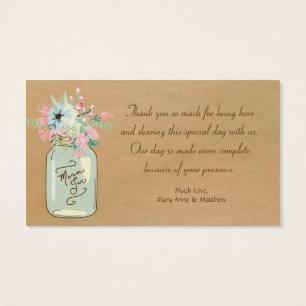 Kraftpapier kijken rustiek Mason Jar Modern Floral Visitekaartjes