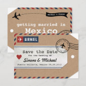 Kraftpapier Luchtpost Bagage Label Save the Dates Date (Voorkant / Achterkant)