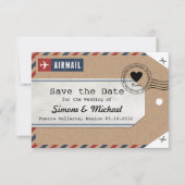 Kraftpapier luchtpost bagagelabel Save the Dates Save The Date (Voorkant)