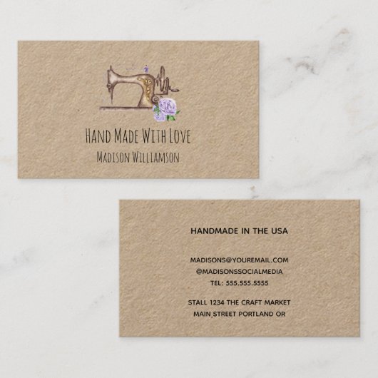 Kraftpapier met handhand vervaardigd door Visiteka Visitekaartje (Voorkant / Achterkant)