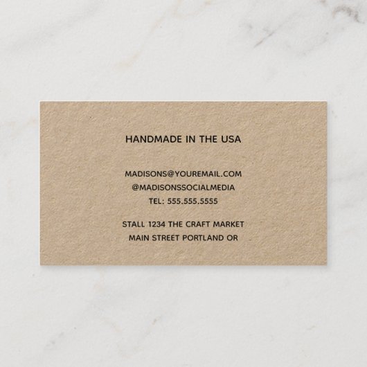 Kraftpapier met handhand vervaardigd door Visiteka Visitekaartje (Achterkant)