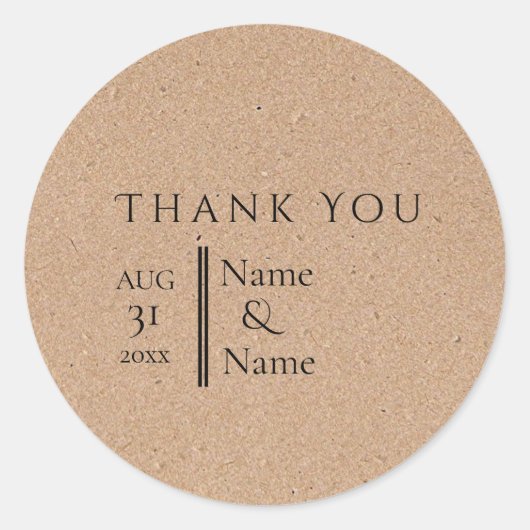 Kraftpapier Minimalistisch Modern Design Eenvoudig Ronde Sticker (Voorkant)