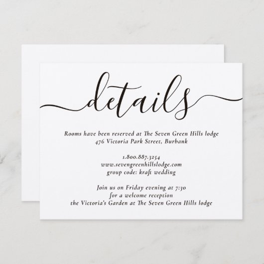 Kraftpapier Moderne Script Bruiloft Informatiekaartje (Voorkant / Achterkant)