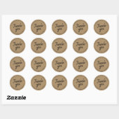 Kraftpapier Rustic Script Bedankt Ronde Sticker (Vel)
