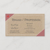 Kraftpapier Rustiek  Roze Beige Handgemaakt Visitekaartje (Achterkant)