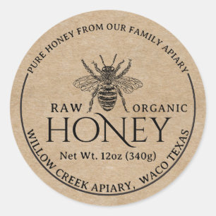 Kraftpapier Ruwe Biologische Honingpot Label