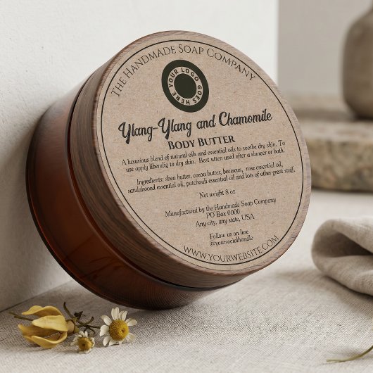 Kraftpapier stijl cosmetica pot label met logo