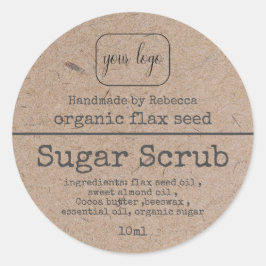 Kraftpapier Suiker Scrub Voeg Uw Logo Toe Ronde Sticker
