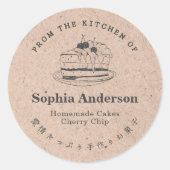 Kraftpapier uit de keuken van Cherry Cake Piece Ronde Sticker (Voorkant)