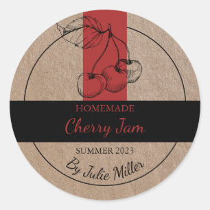 Kraftpapier Zelfgemaakt Cherry Jam Label