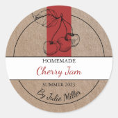 Kraftpapier Zelfgemaakt Cherry Jam Label (Voorkant)