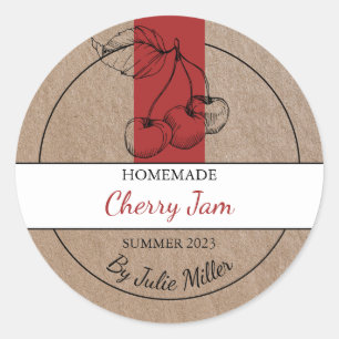 Kraftpapier Zelfgemaakt Cherry Jam Label