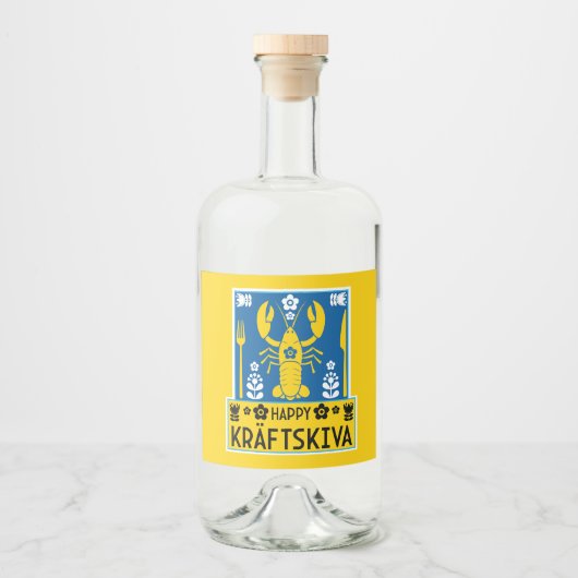 Kräftskiva - Zweedse rivierkreeftenfeest Likeurfles Etiket (Voorkant)