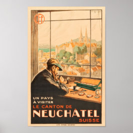 Kraftsmen in Neuchatel, Zwitserland,vintage-reis Poster