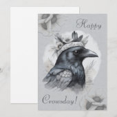 Krähe Crow Rabe Portrait Blumen Karte Feestdagenkaart (Voorkant / Achterkant)