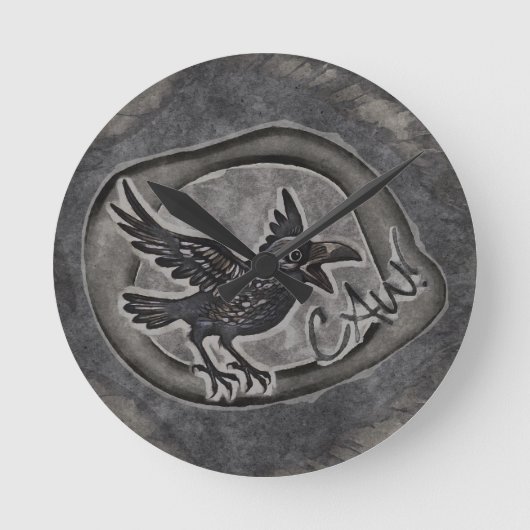 Krähe Crow Rabe ruft CAW! Ronde Klok (Voorkant)
