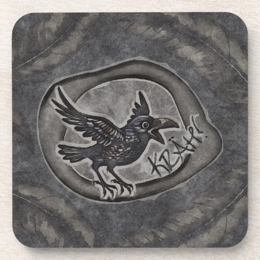 Krähe Crow Rabe ruft KRÄH! Bier Onderzetter (Voorkant)