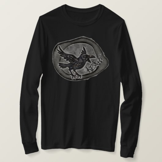 Krähe Crow Rabe ruft KRÄH! Longsleeve T-shirt (Design voorkant)