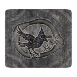 Krähe Crow Rabe ruft KRÄH! Snijplank
