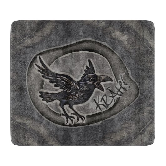 Krähe Crow Rabe ruft KRÄH! Snijplank (Voorkant)
