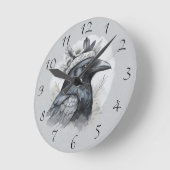 Krähe Crow Rabe Vogel Portrait mit Ziffern Ronde Klok (Hoek)