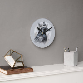 Krähe Crow Rabe Vogel Portrait ohne Ziffern Ronde Klok