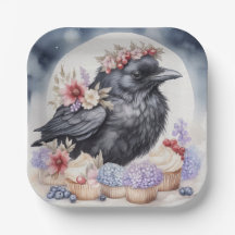 Krähe mit Cupcake Blumen für Party Geburtstag 