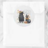 Krähe und Katze Herbst Thanksgiving Crow  Ronde Sticker (Tas)