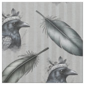 Krähen Crows Rabe Muster mit Federn Stof (Close Up)