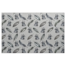 Krähen Crows Rabe Muster mit Federn Stof